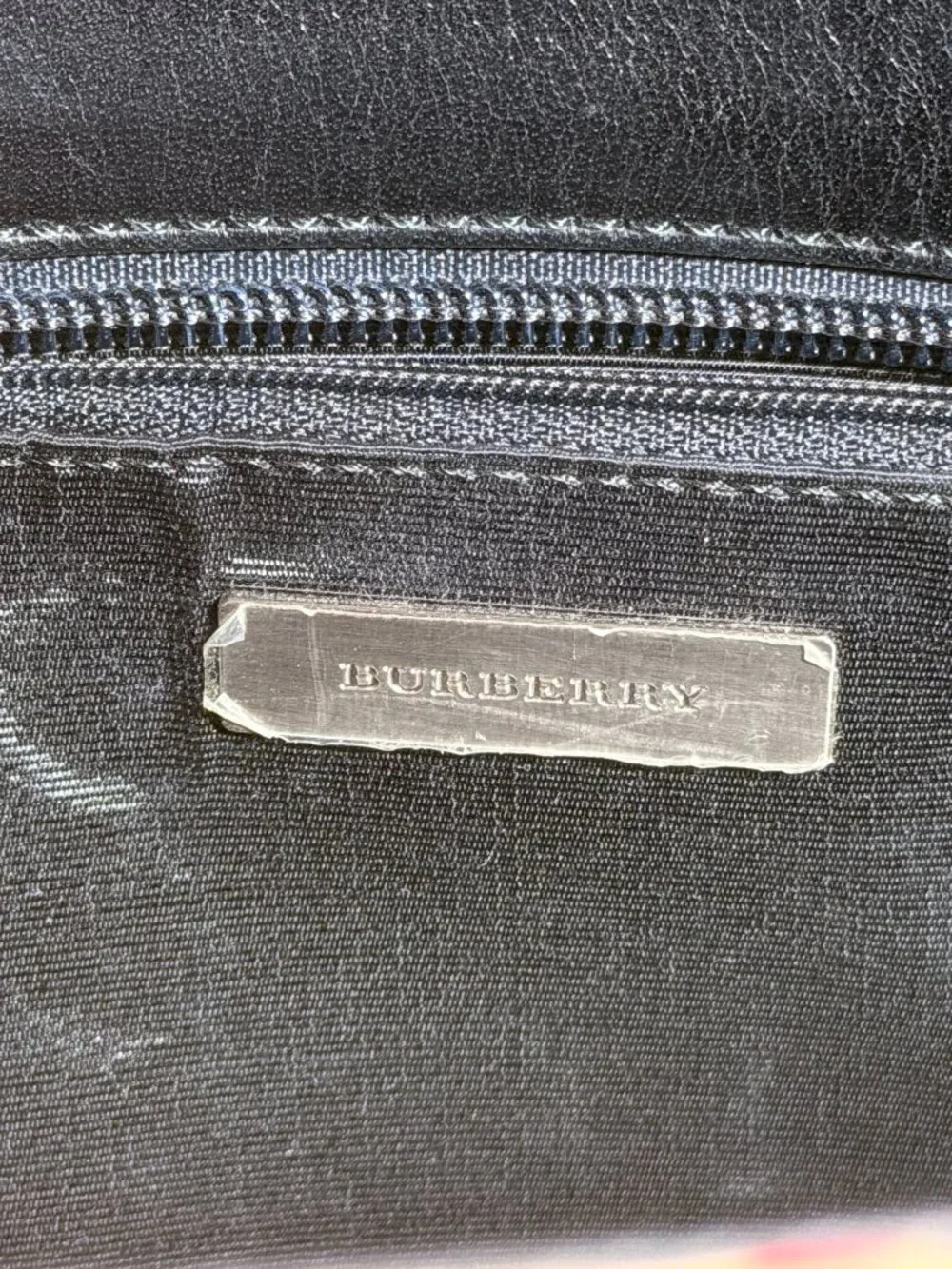 Burberry Black Leather Mini Tote Bag with Nova Check Trim
